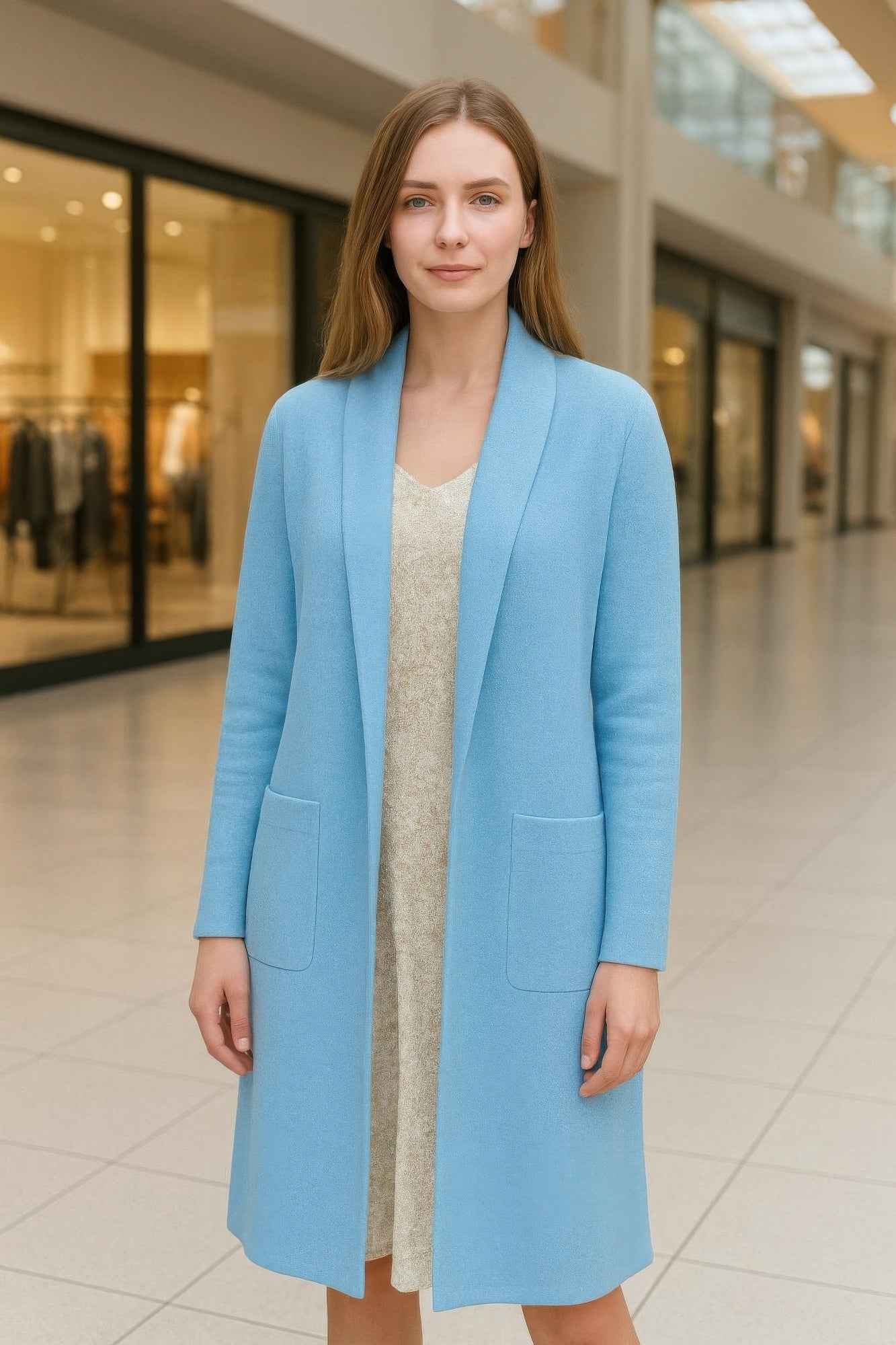 Premium Long Maxi Cardigan With Pockets Stretch