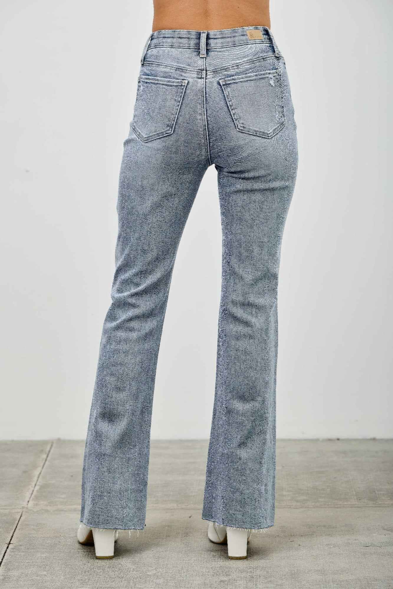 High Rise Kick Flare With Rhinestone