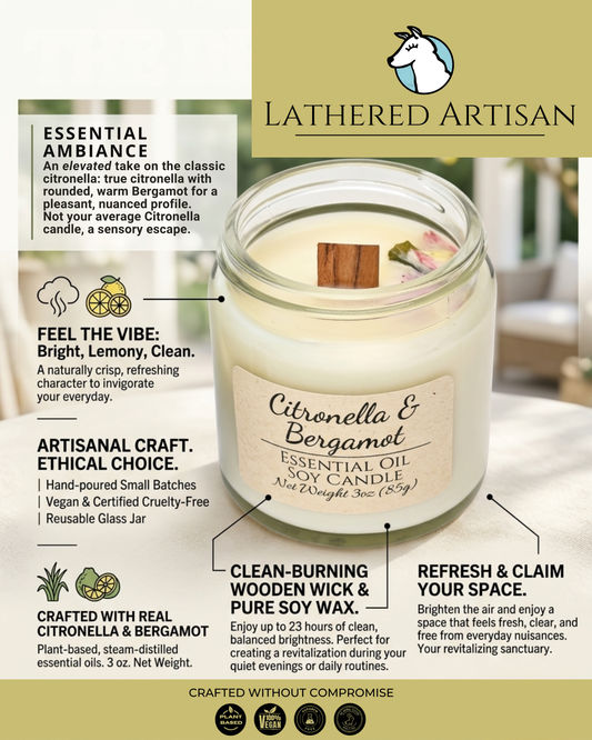 Citronella & Bergamot | Essential Oil | 3 oz Jar Candle