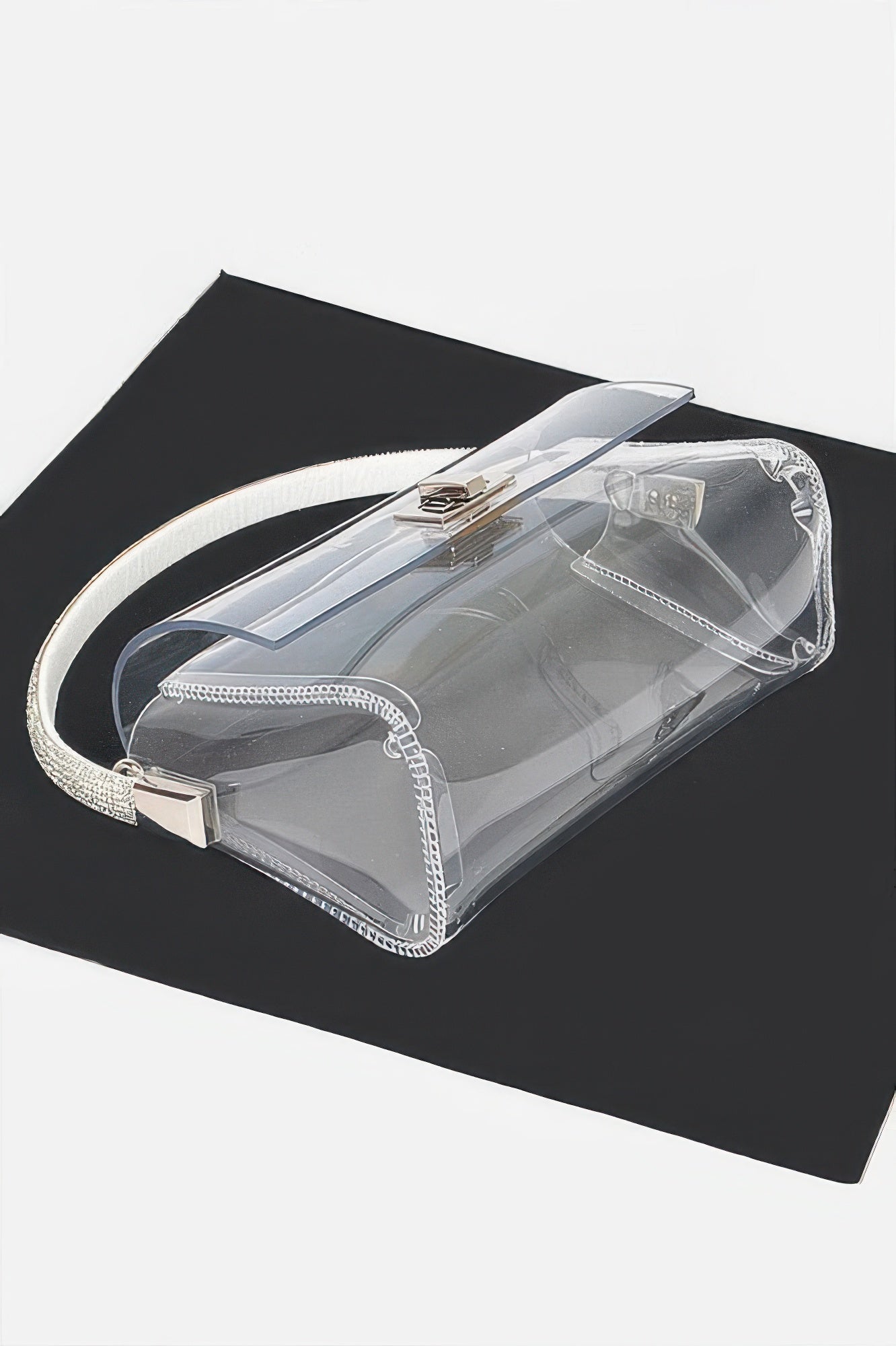 Transparent Rhinestone Top Handle Flap Bag - It's a Girly Place