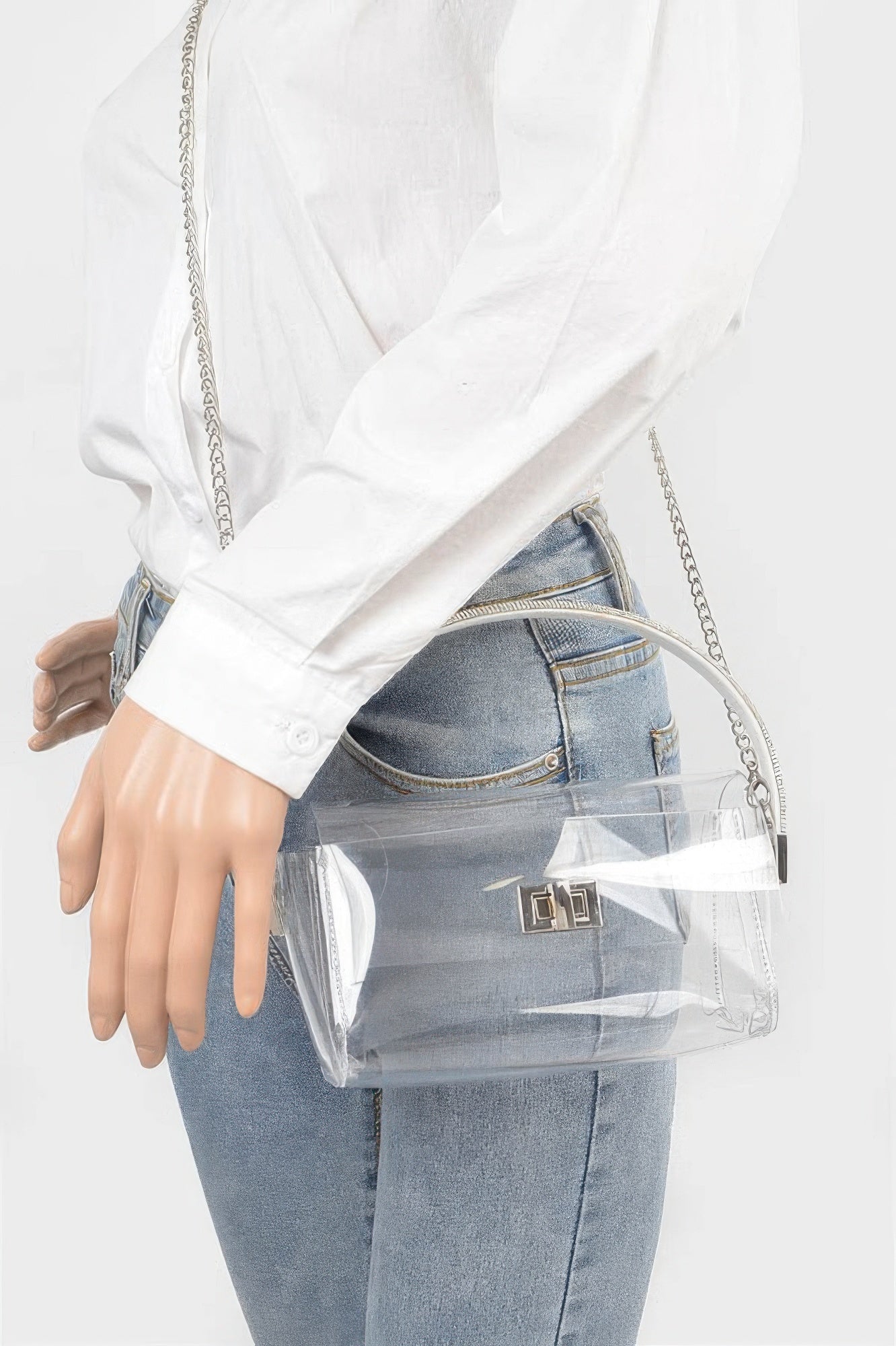 Transparent Rhinestone Top Handle Flap Bag - It's a Girly Place