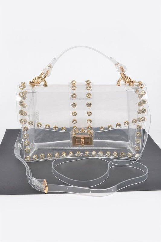 Rhinestone Studded Transparent Crossbody Bag - It's a Girly Place