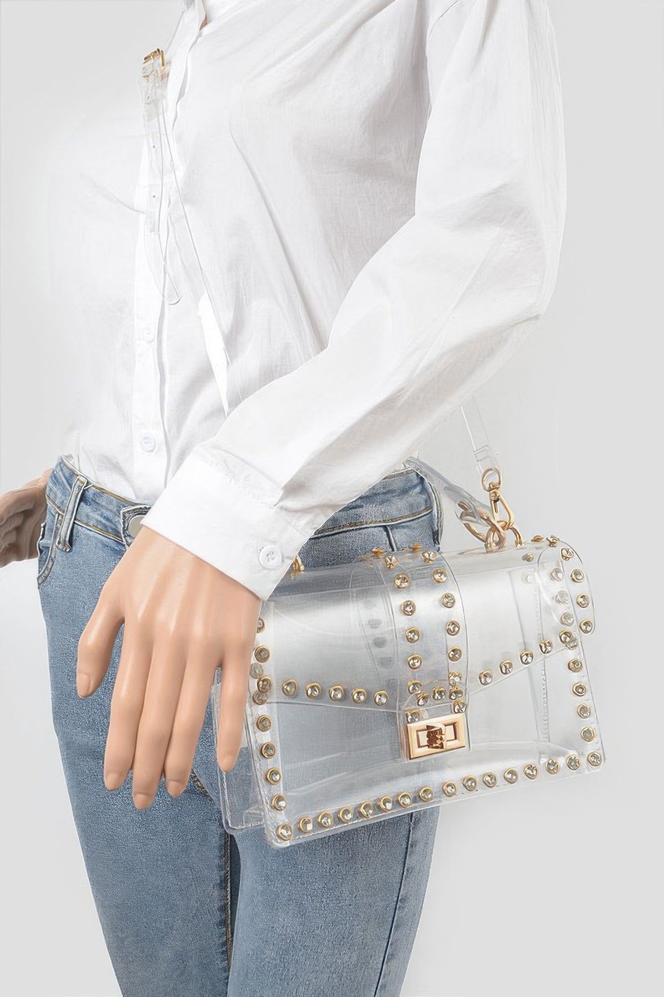 Rhinestone Studded Transparent Crossbody Bag - It's a Girly Place