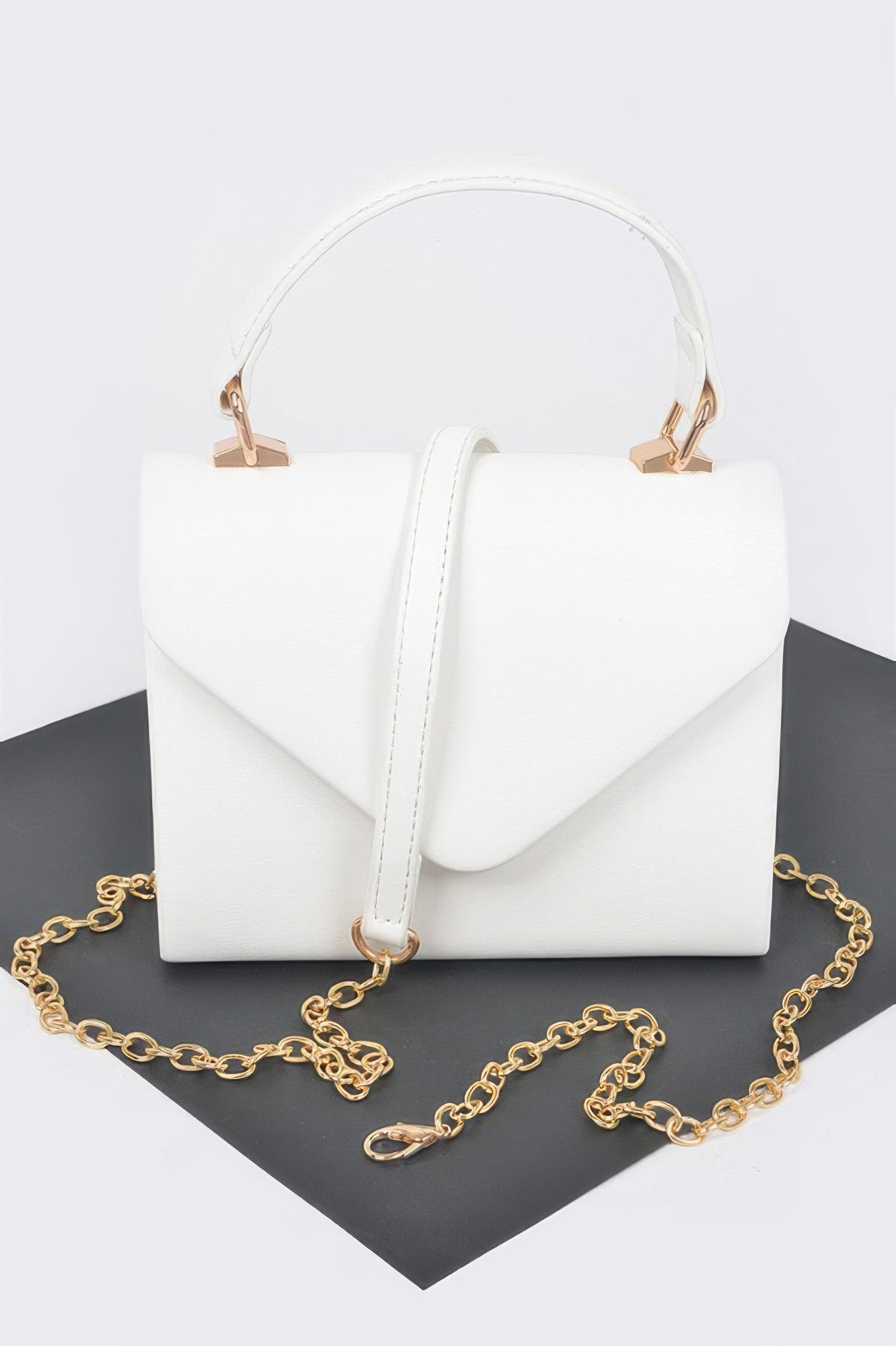 Faux Leather Simple Handle Clutch - It's a Girly Place