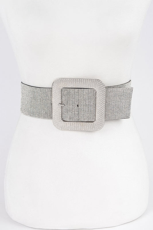 Rhinestone Buckle Elastic Belt - It's a Girly Place