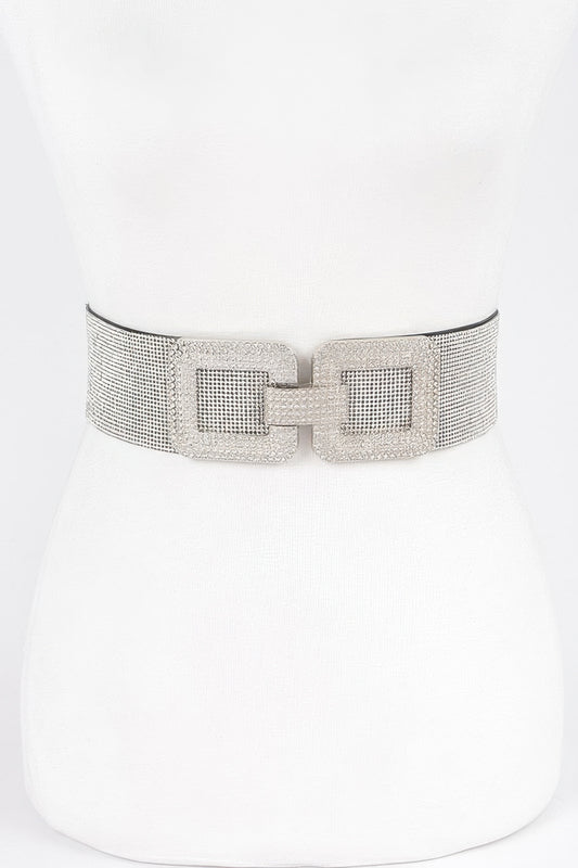 Rhinestone Buckle Elastic Belt - It's a Girly Place