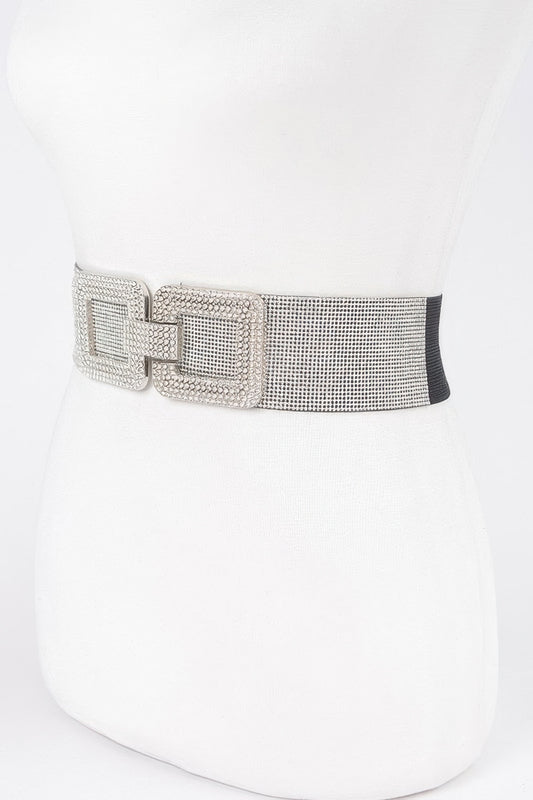 Rhinestone Buckle Elastic Belt - It's a Girly Place
