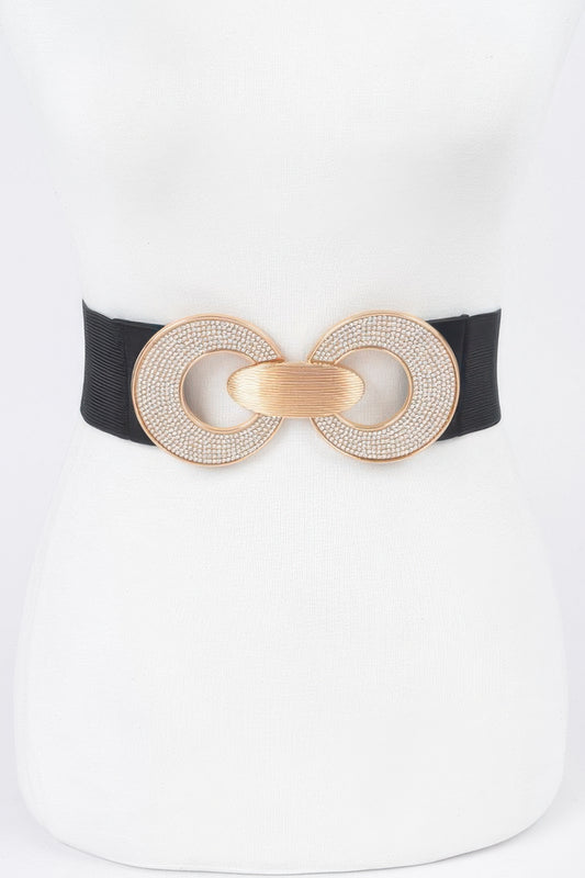 Rhinestone Two Buckle Elastic Belt - It's a Girly Place