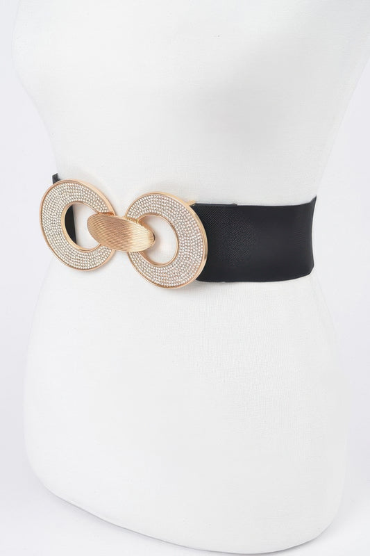 Rhinestone Two Buckle Elastic Belt - It's a Girly Place