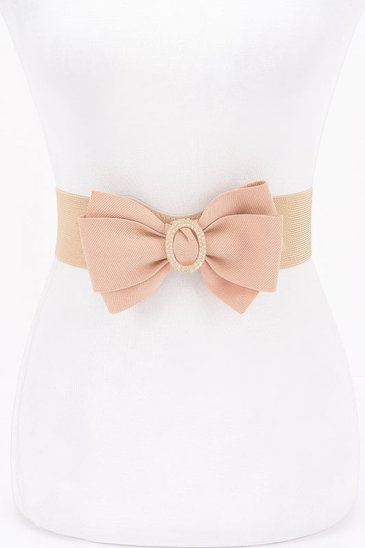 Rhinestone Bow Buckle Stretch Belt - It's a Girly Place