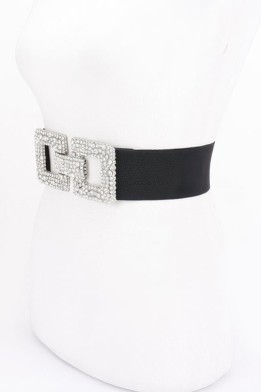 Rhinestone Buckle Elastic Belt - It's a Girly Place