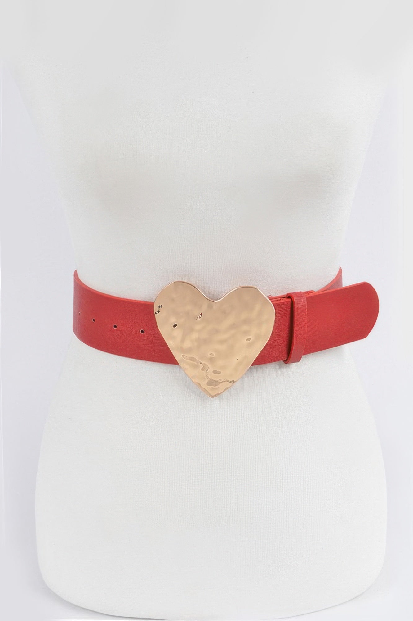 Hammered Heart Shape Buckle Belt - It's a Girly Place