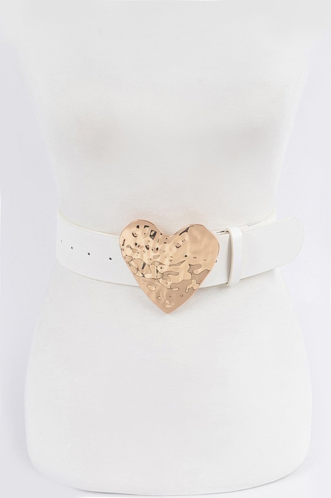 Hammered Heart Shape Buckle Belt - It's a Girly Place