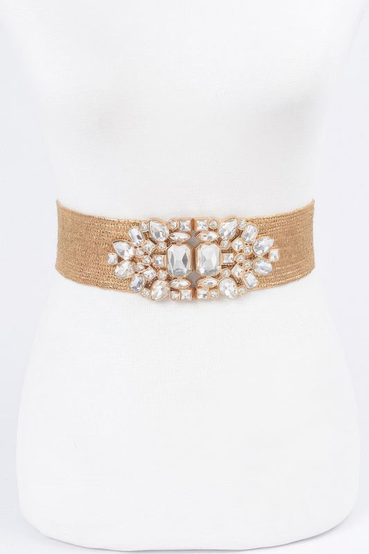 Multi Stone Metallic Straw Stretch Plus Size Belt - It's a Girly Place