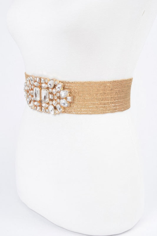 Multi Stone Metallic Straw Stretch Plus Size Belt - It's a Girly Place