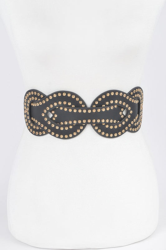 Faux Leather Metal Studded Plus Size Elastic Belt - It's a Girly Place