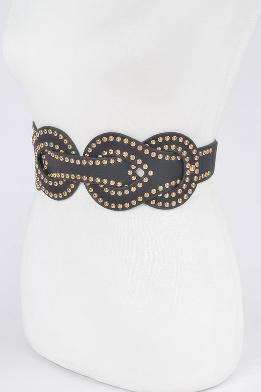 Faux Leather Metal Studded Plus Size Elastic Belt - It's a Girly Place