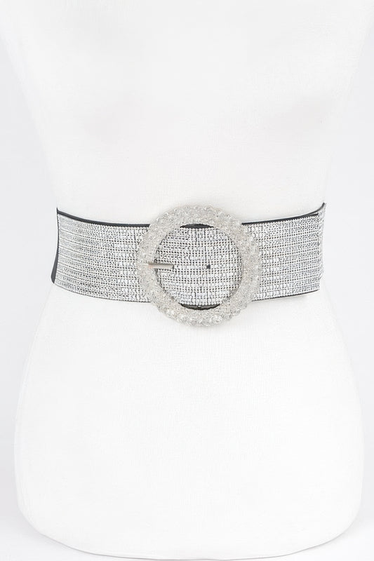 Rhinestone Buckle Plus Size Elastic Belt - It's a Girly Place