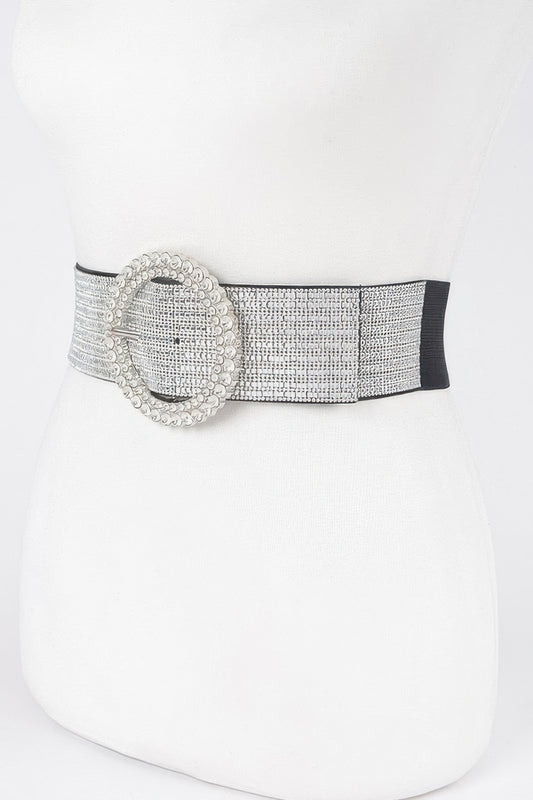 Rhinestone Buckle Plus Size Elastic Belt - It's a Girly Place