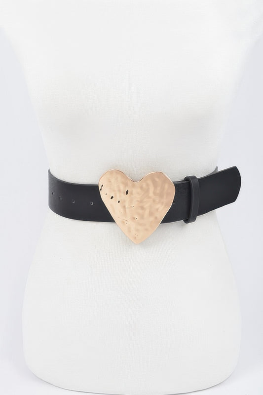 Hammered Heart Shape Buckle Plus Size Belt - It's a Girly Place