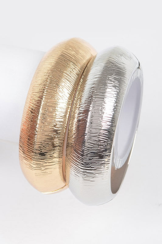 Two Pieces Set Wide Metal Bangle - It's a Girly Place