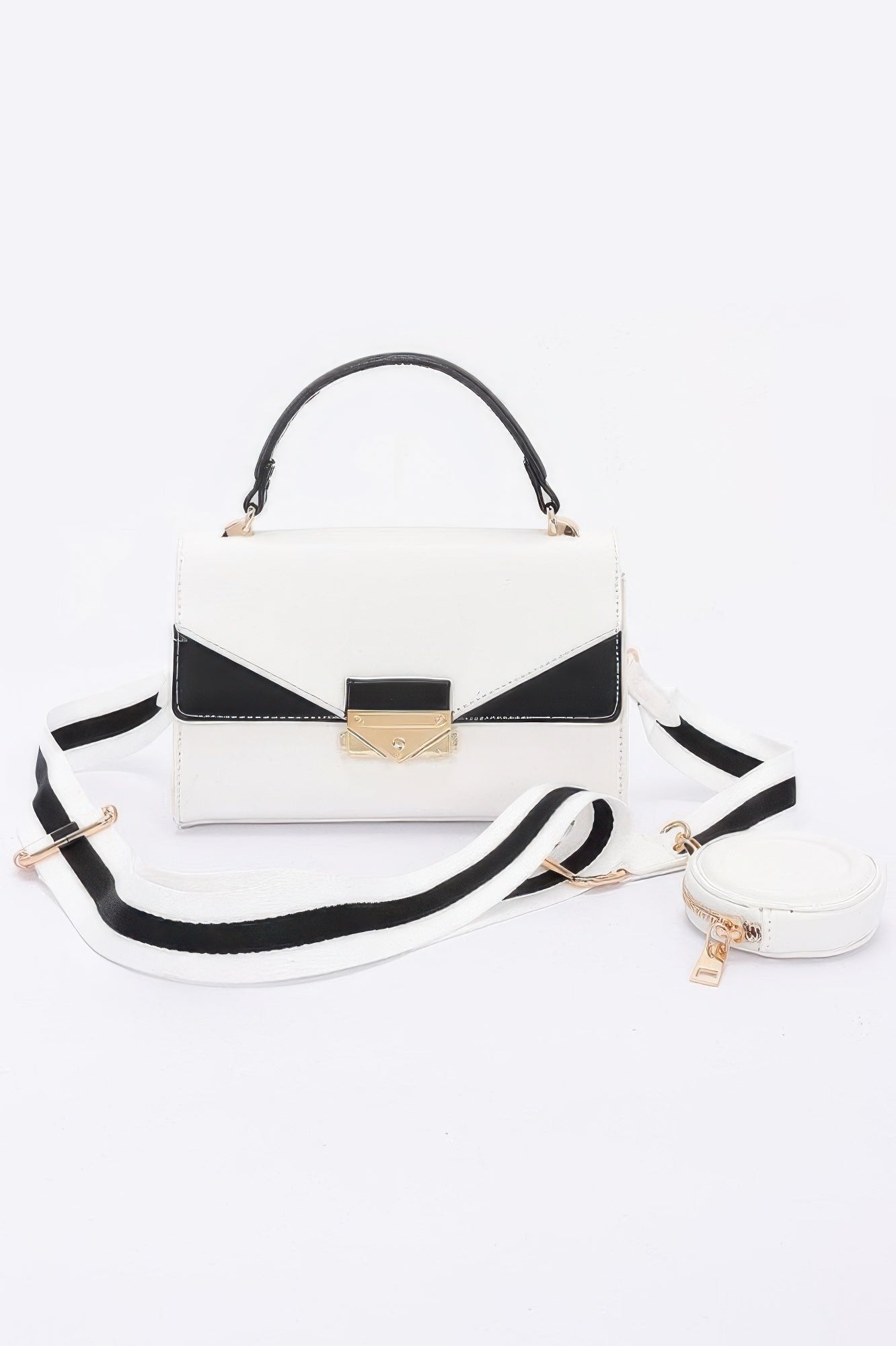 Faux Leather Two Tone Flap Bag - It's a Girly Place