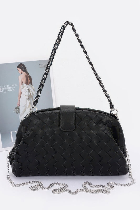 Faux Leather Braided Frame Shoulder Bag - It's a Girly Place