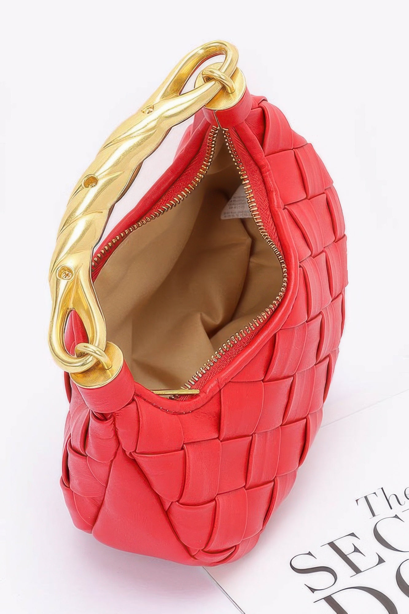 Faux Leather Braided Metal Handle Bag - It's a Girly Place