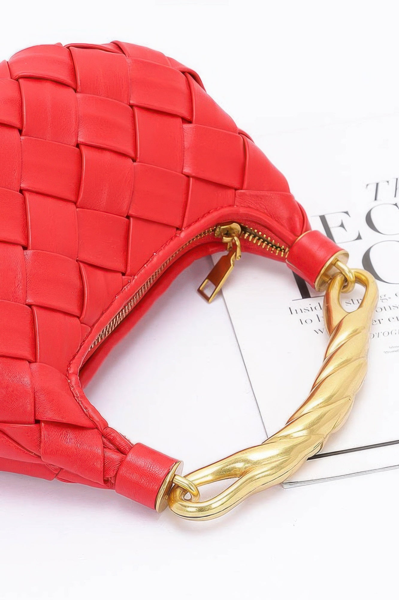 Faux Leather Braided Metal Handle Bag - It's a Girly Place