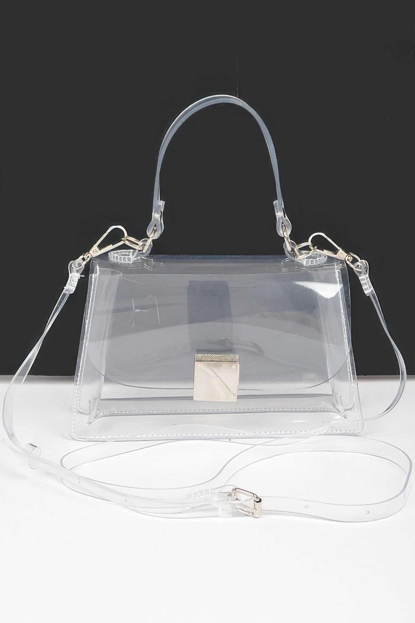 Transparent Top Handle Flap Clutch - It's a Girly Place