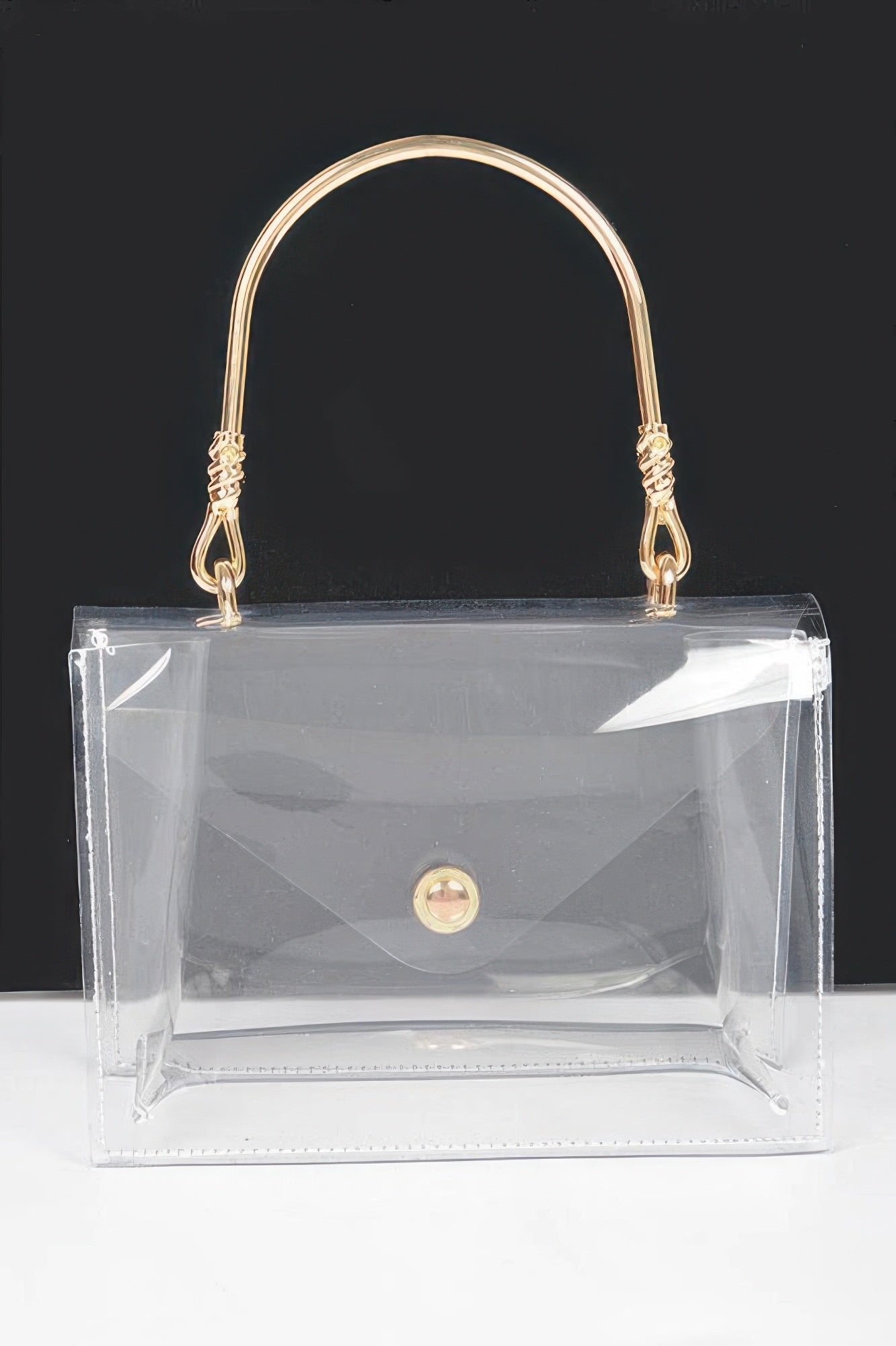 Transparent Metal Handle Flap Clutch - It's a Girly Place