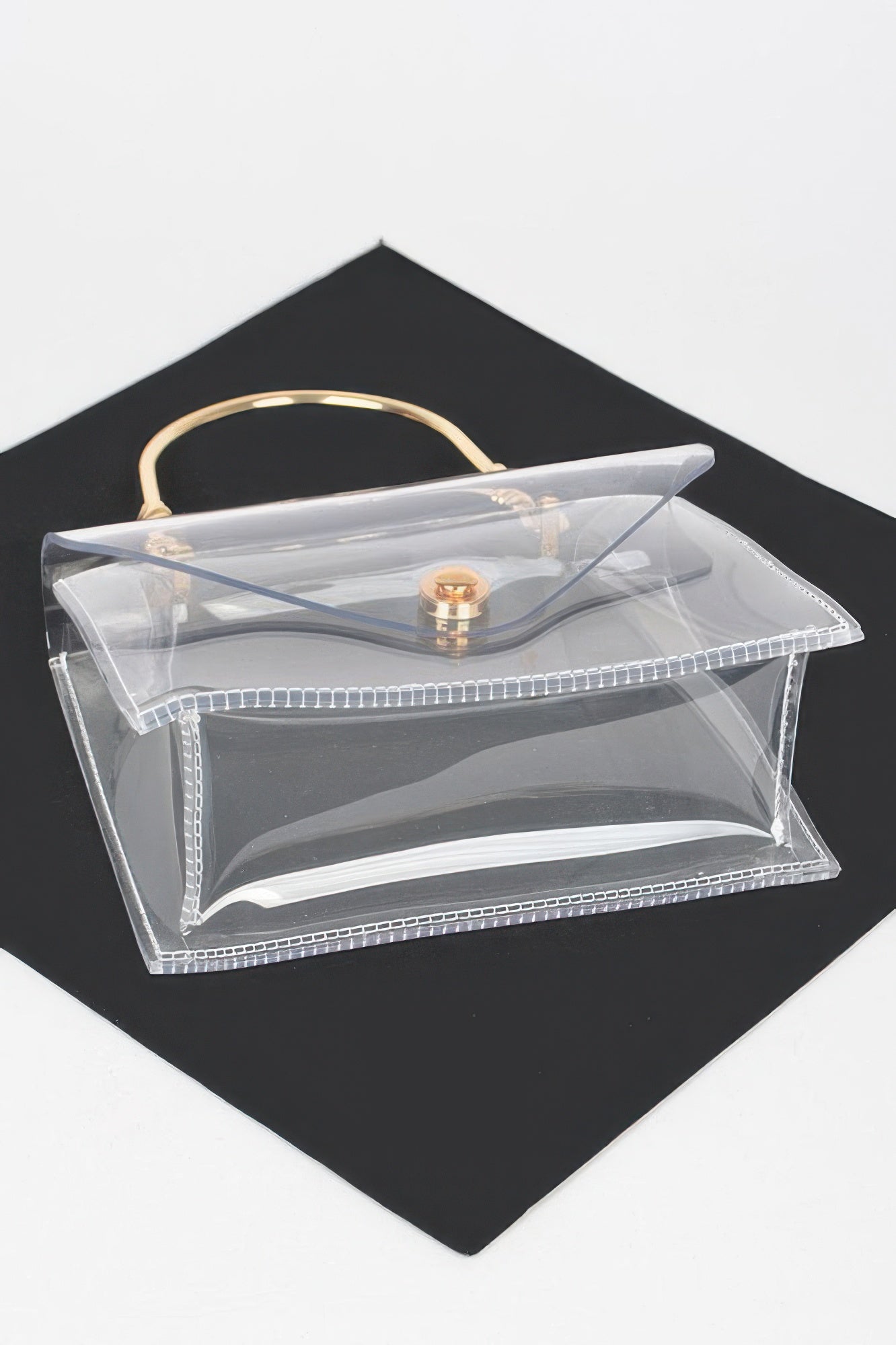 Transparent Metal Handle Flap Clutch - It's a Girly Place