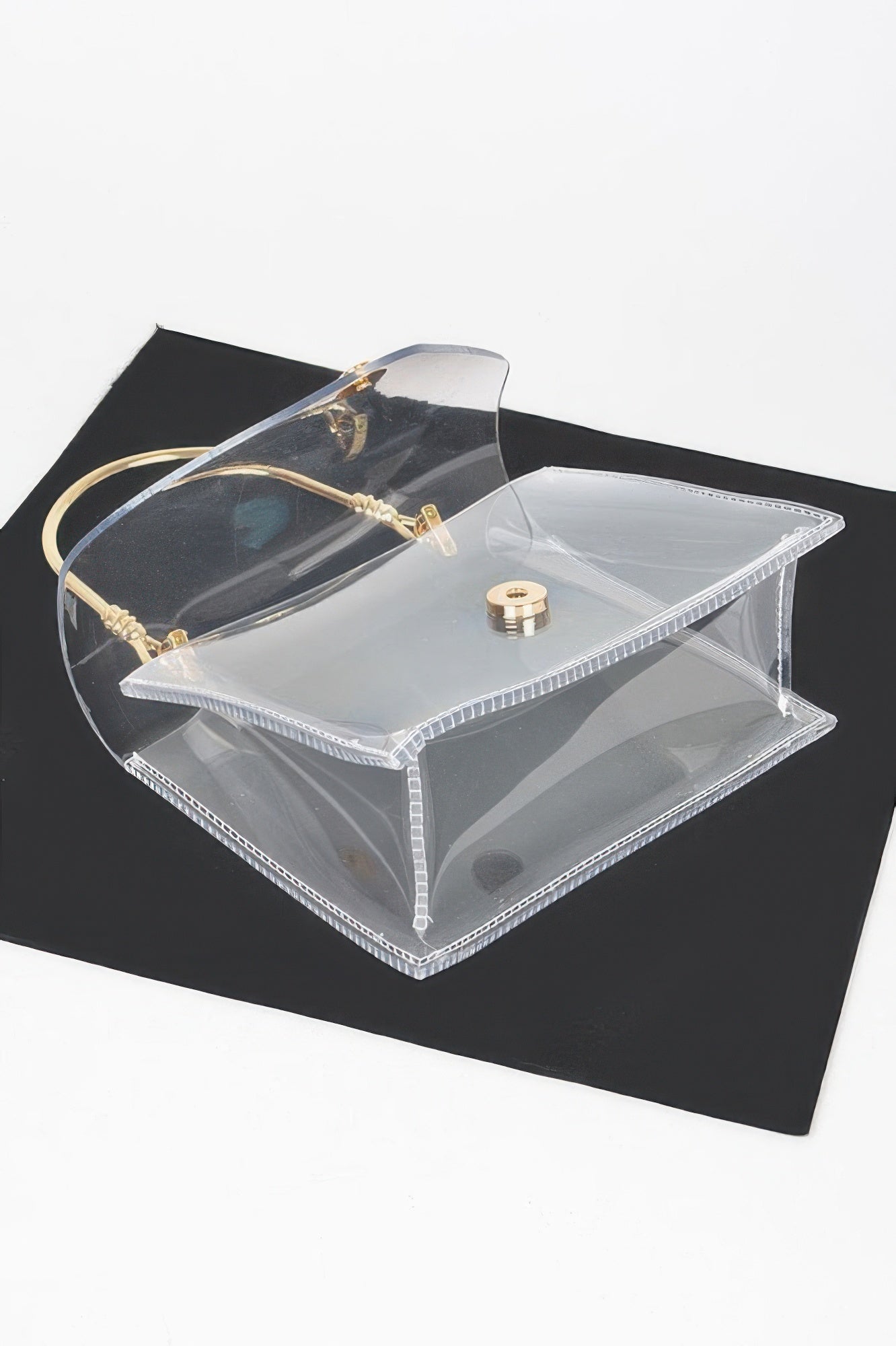 Transparent Metal Handle Flap Clutch - It's a Girly Place