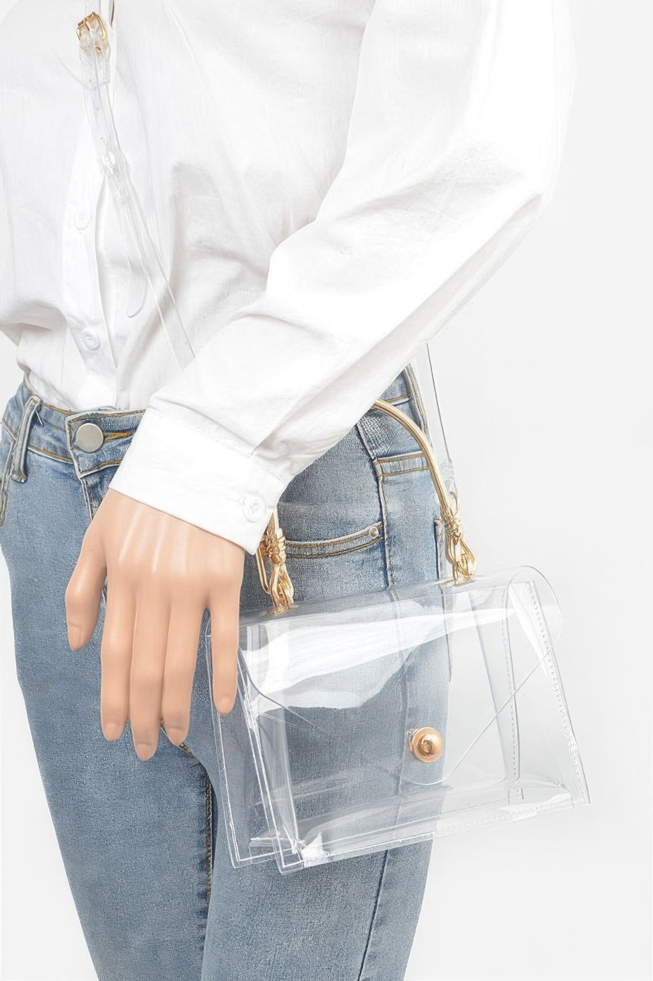 Transparent Metal Handle Flap Clutch - It's a Girly Place