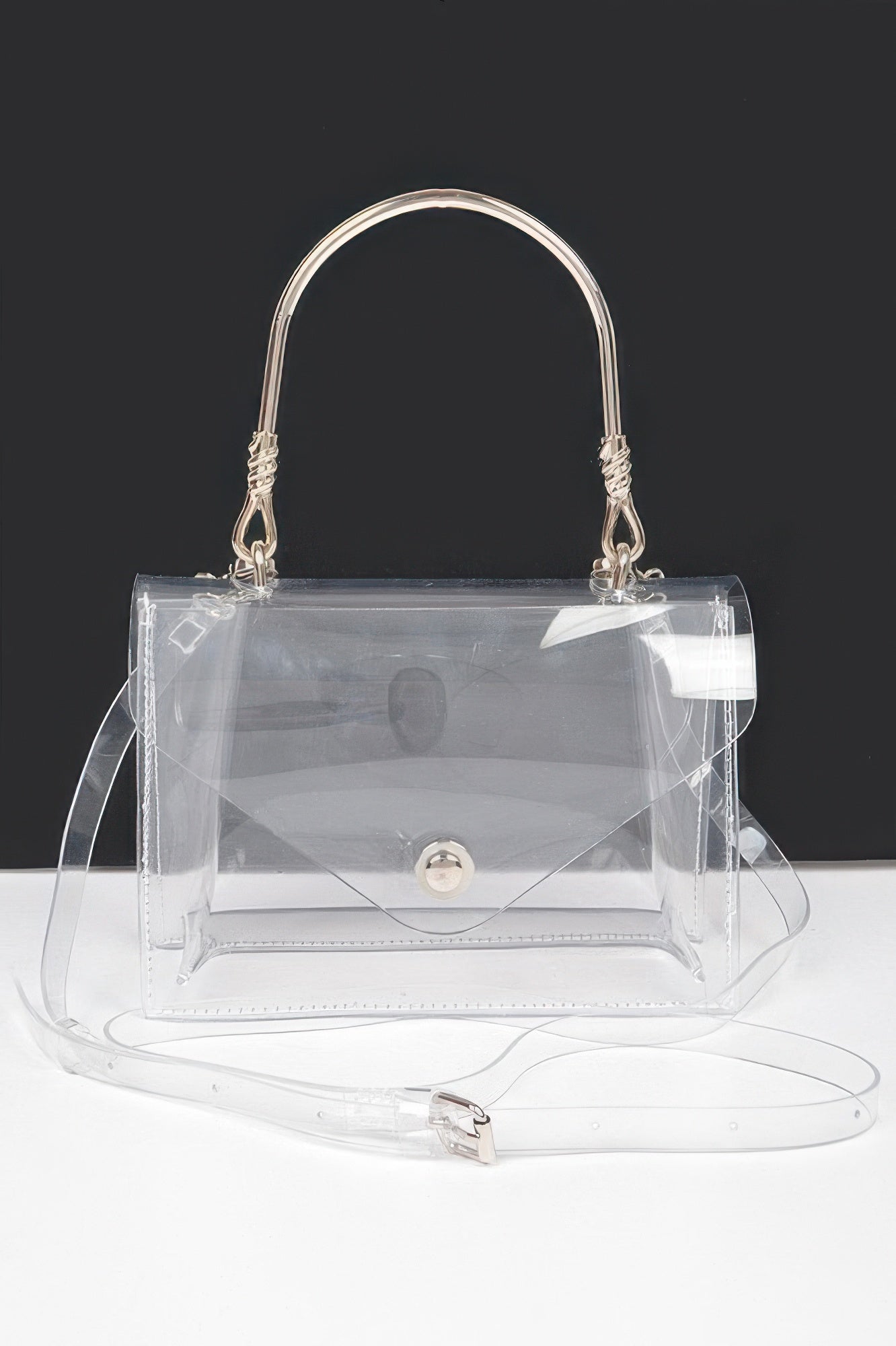 Transparent Metal Handle Flap Clutch - It's a Girly Place