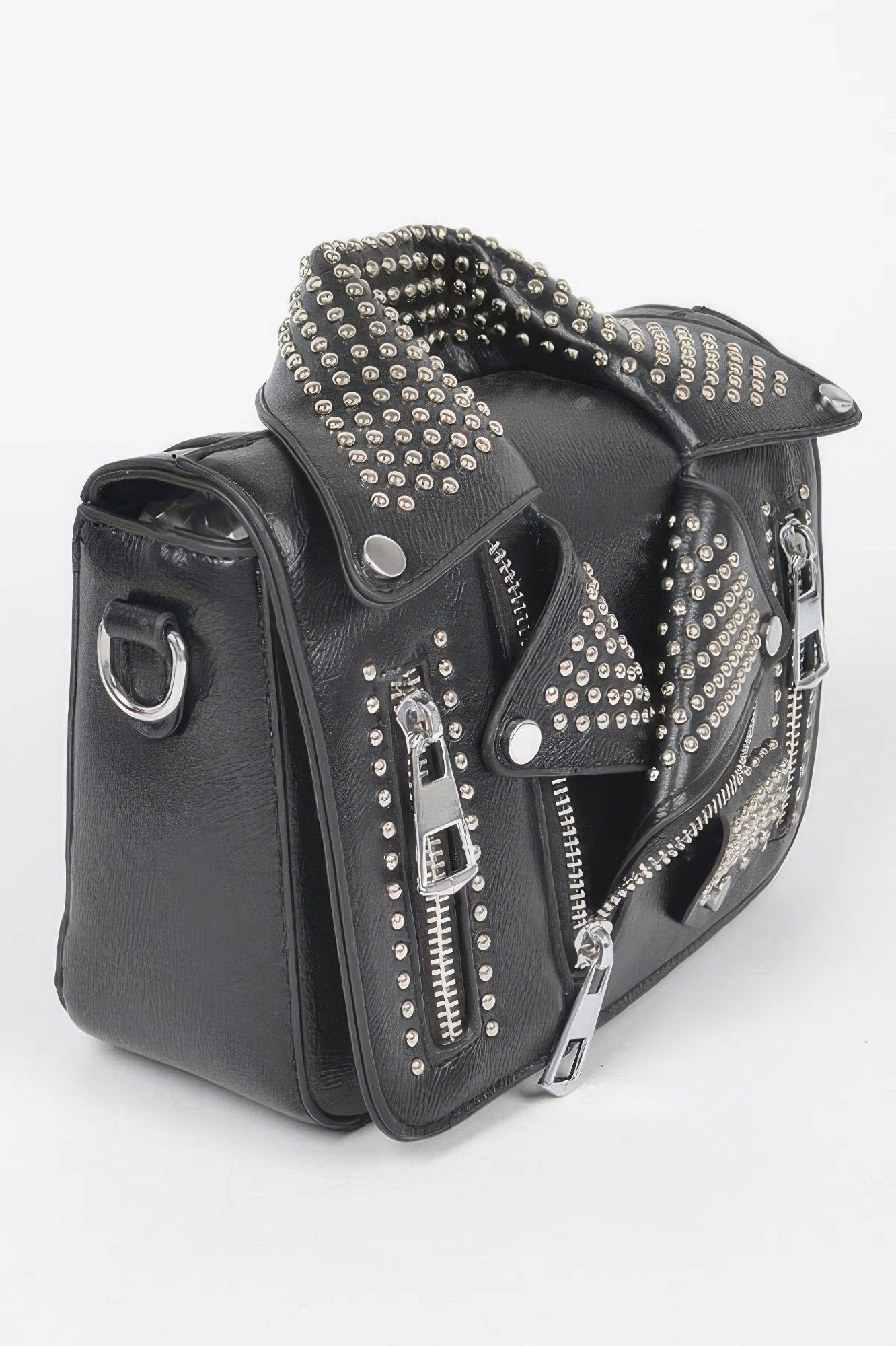 Faux Leather Metal Studded Jacket Clutch - It's a Girly Place