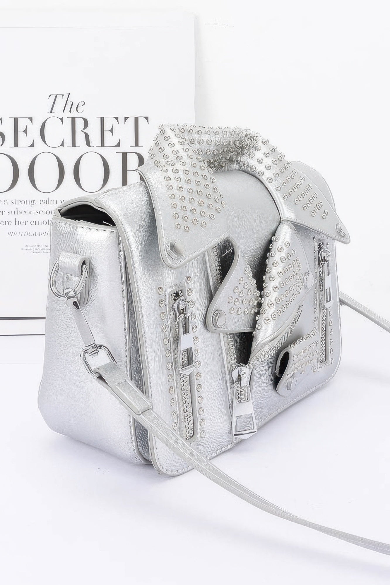 Faux Leather Metal Studded Jacket Clutch - It's a Girly Place