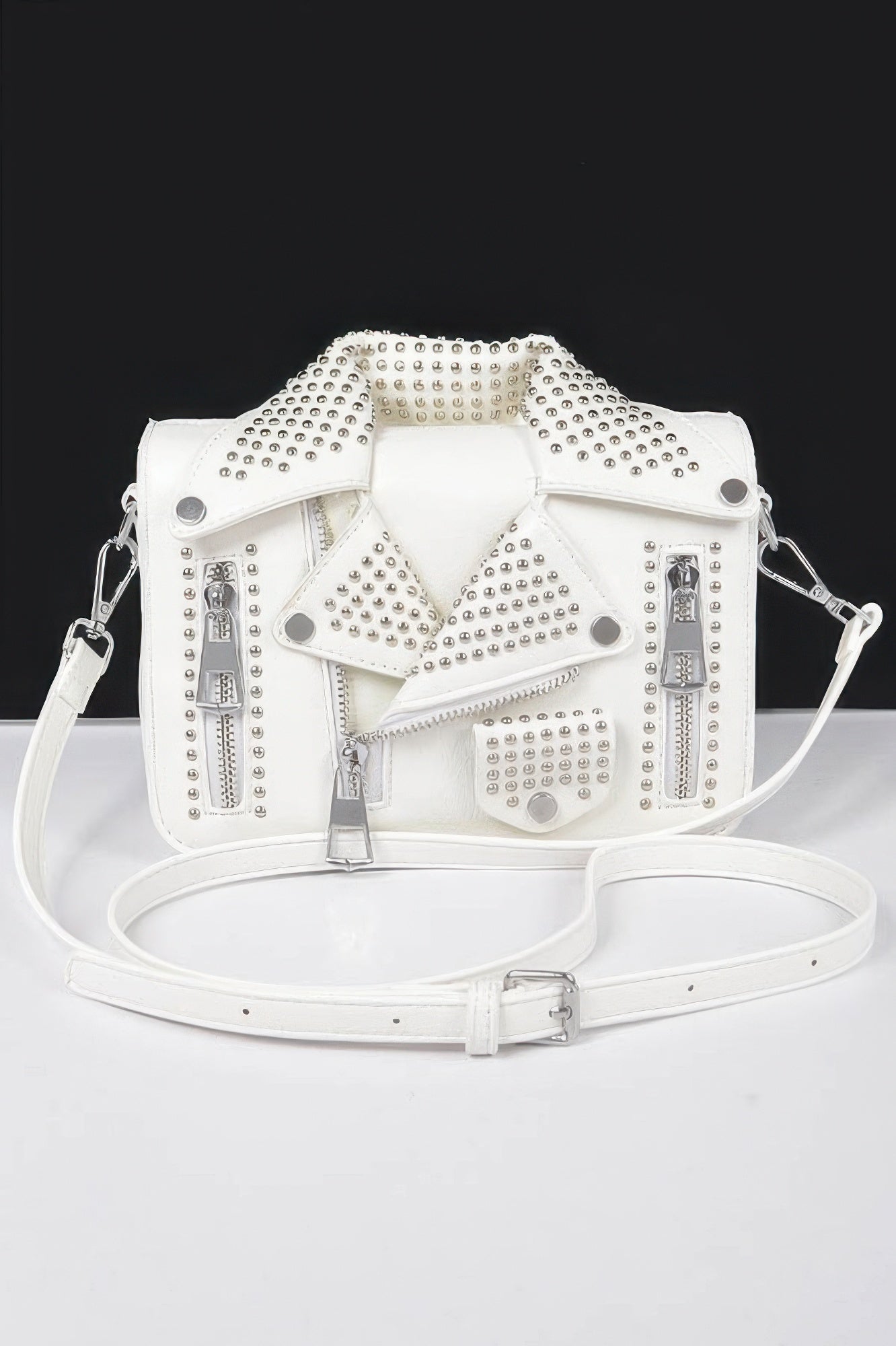 Faux Leather Metal Studded Jacket Clutch - It's a Girly Place