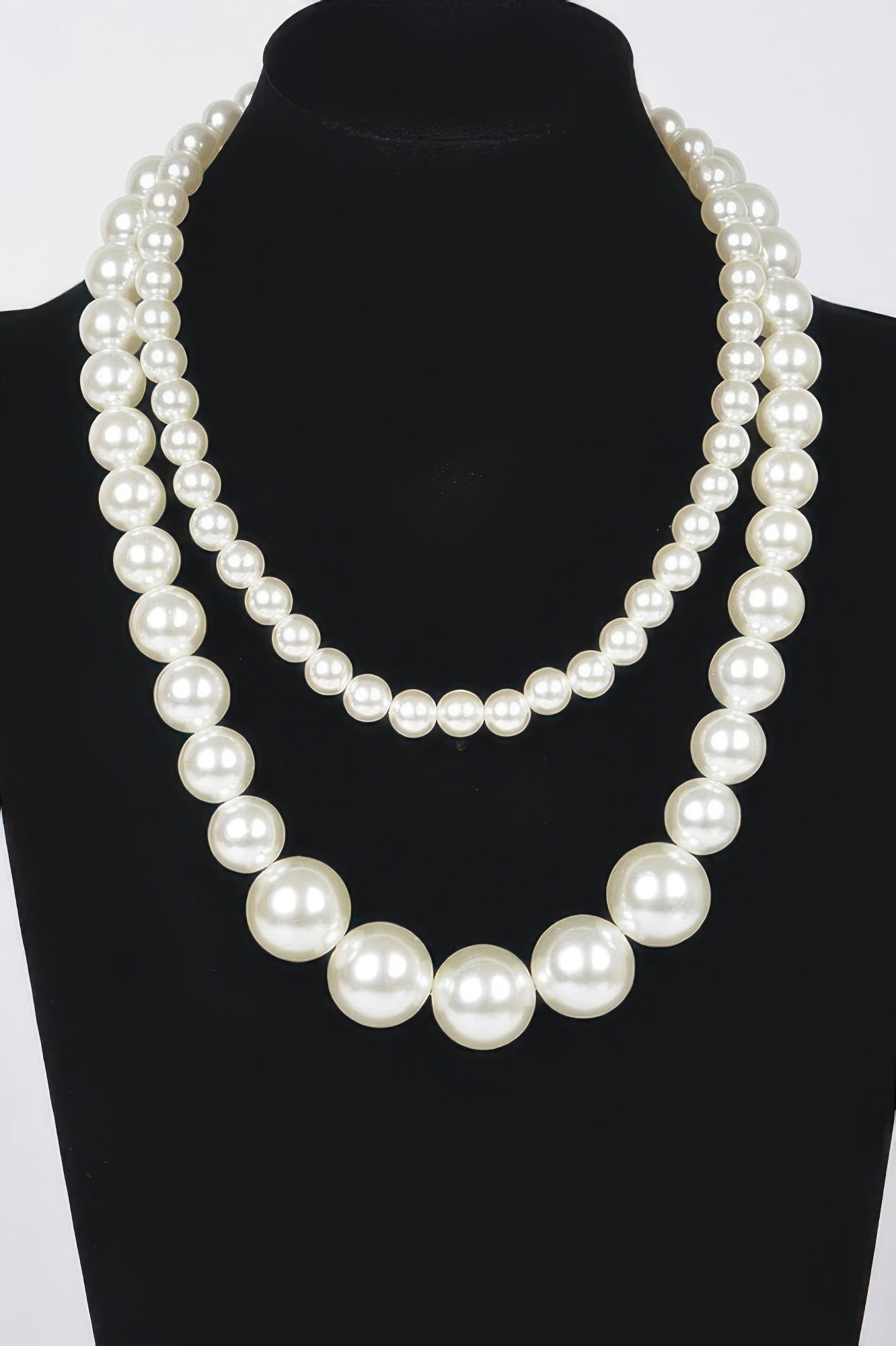 Multi Size Faux Pearl Double Layered Necklace - It's a Girly Place