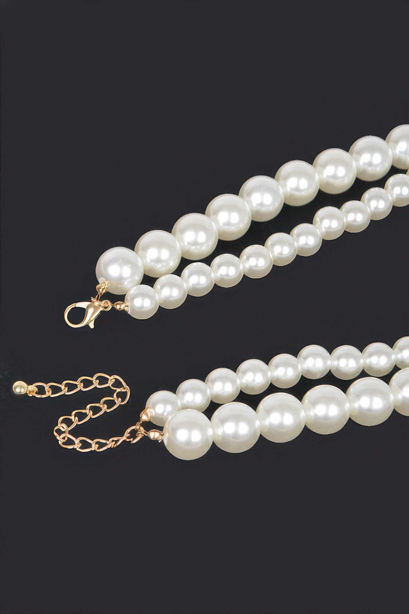 Multi Size Faux Pearl Double Layered Necklace - It's a Girly Place