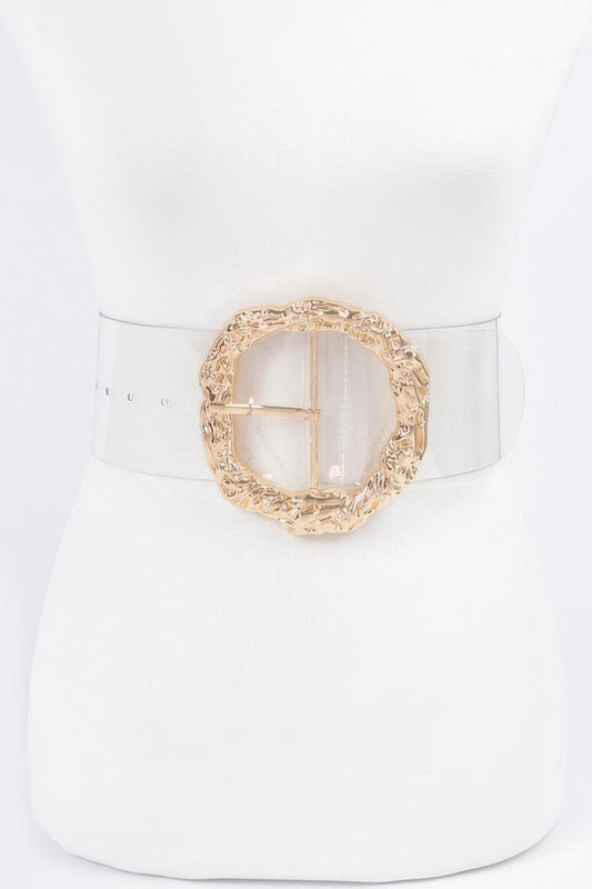 Big Vintage Round Metal Buckle Clear Plussize Belt - It's a Girly Place