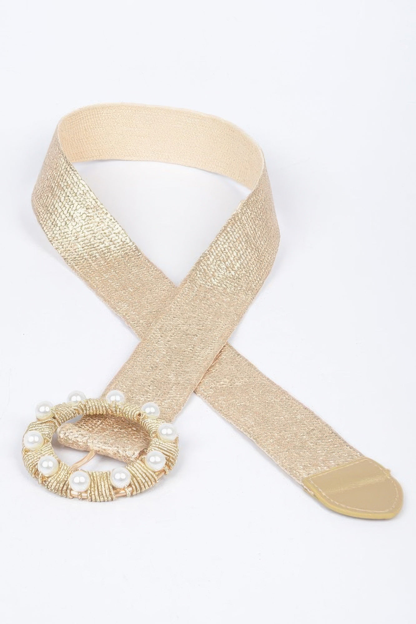 Metallic Stretch Plus Size Belt Pearl Metal Bucklt - It's a Girly Place