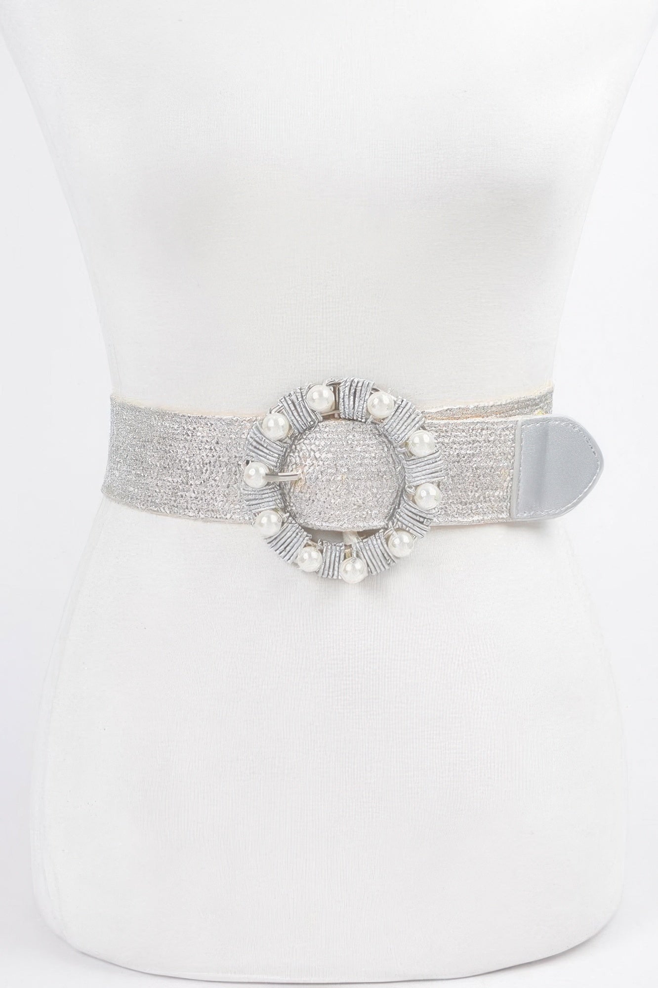 Metallic Stretch Plus Size Belt Pearl Metal Bucklt - It's a Girly Place