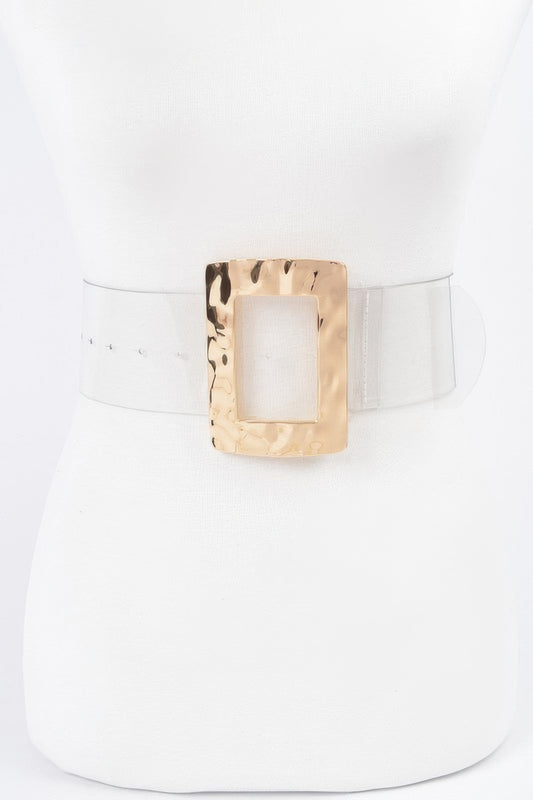 Rectangle Metal Buckle Plus Size Clear Belt - It's a Girly Place