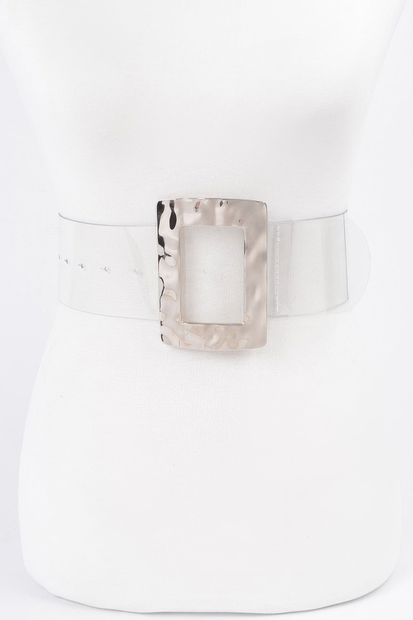 Rectangle Metal Buckle Plus Size Clear Belt - It's a Girly Place