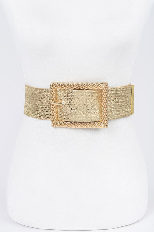 Wide Metal Buckle Plus Size Clear Belt - It's a Girly Place