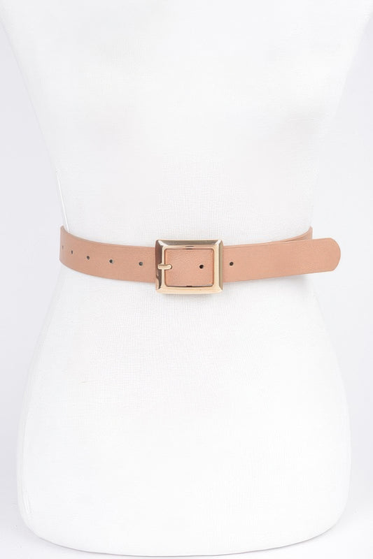 Simple Square Buckle Faux Leather Belt - It's a Girly Place