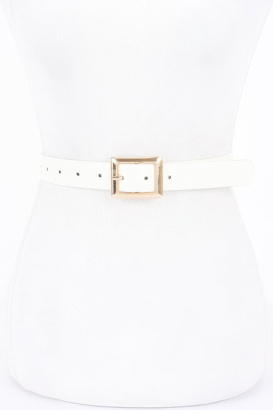Simple Square Buckle Faux Leather Belt - It's a Girly Place