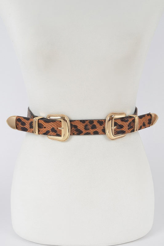 Leopard Three Pieces Metal Buckle Belt - It's a Girly Place