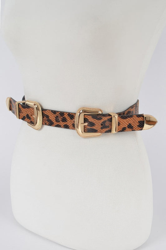 Leopard Three Pieces Metal Buckle Belt - It's a Girly Place